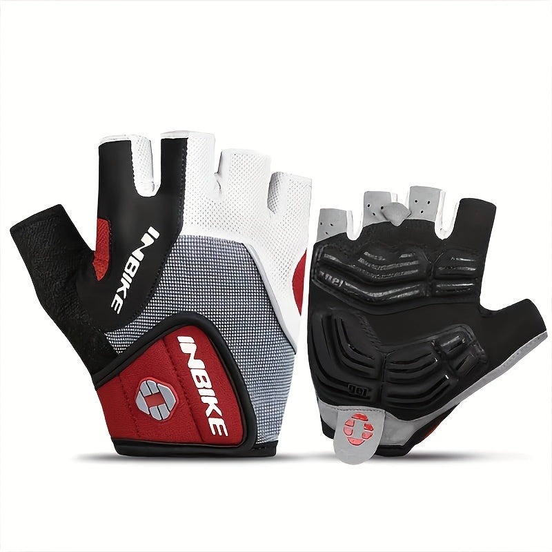 Mitaines de vélo, demi-doigts, noir, blanc et bleu, rouge Image