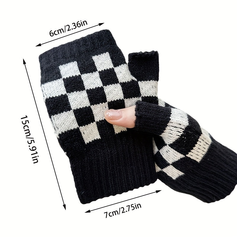 Gants sans doigts en maille, 2 coloris, noir et blanc