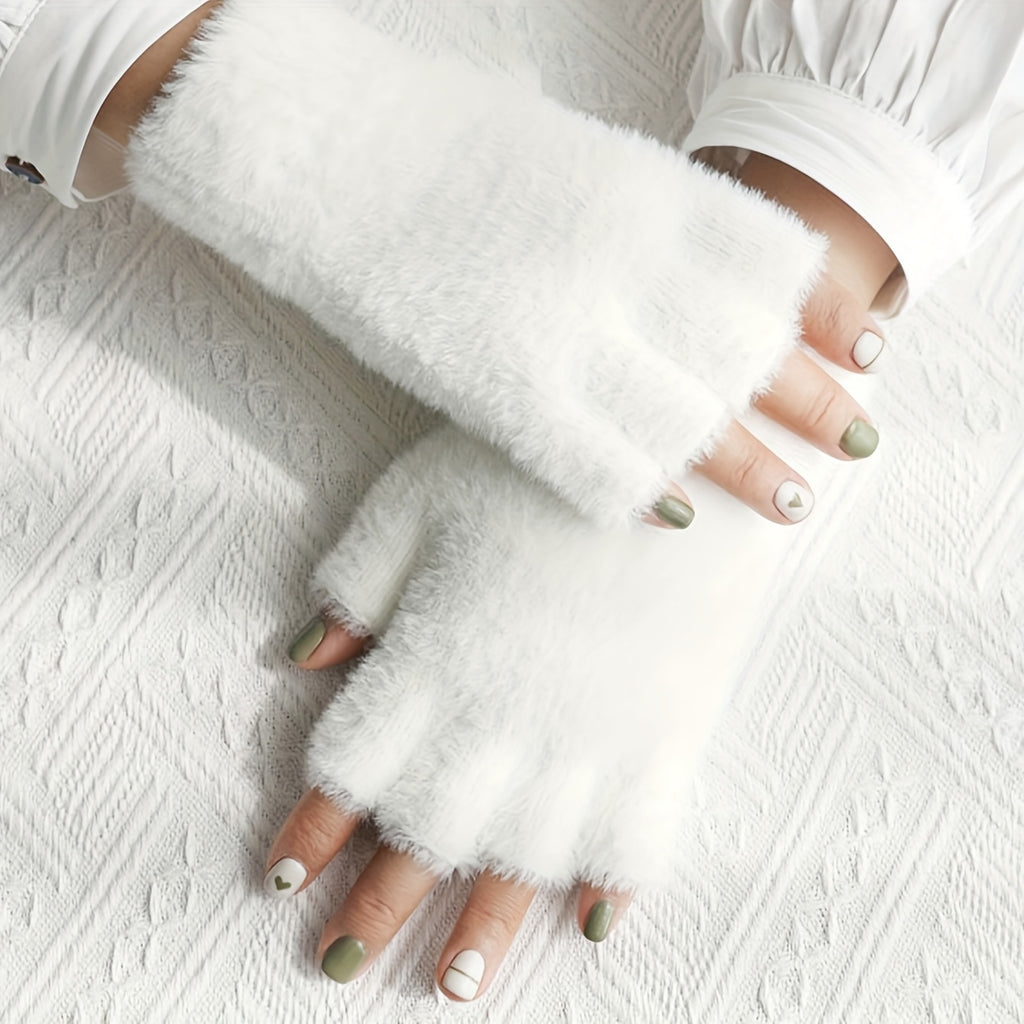 Gants sans doigts en maille, 2 coloris, tissé