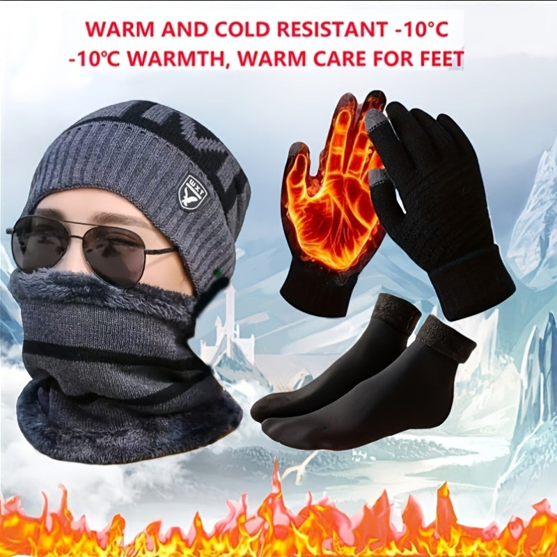 Gants tactiles doublés thermiques en maille — lot de 4 paires
