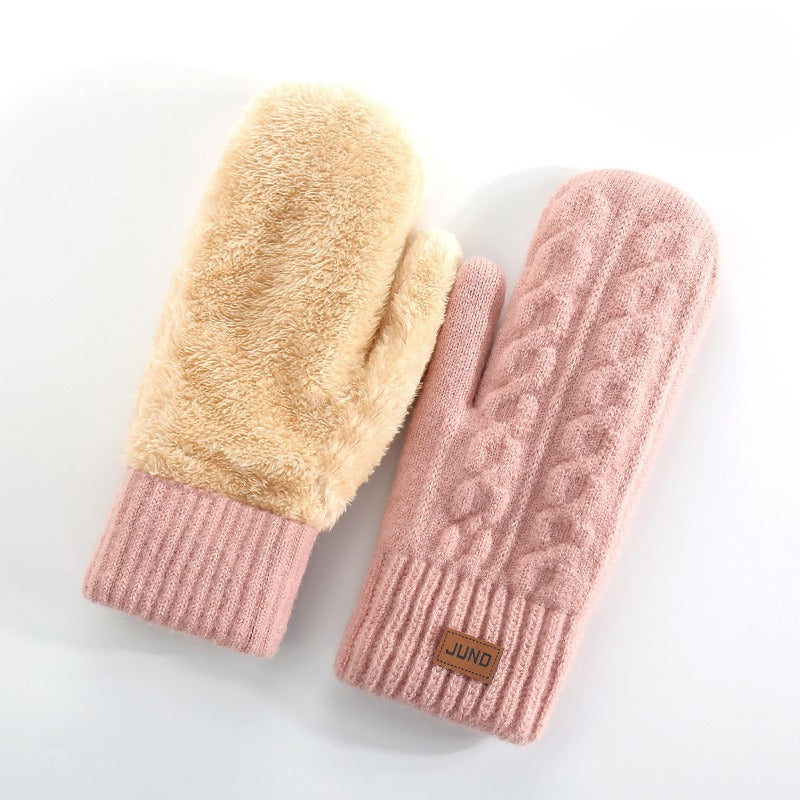 Moufles, pour le grand froid, beige, noir, rose