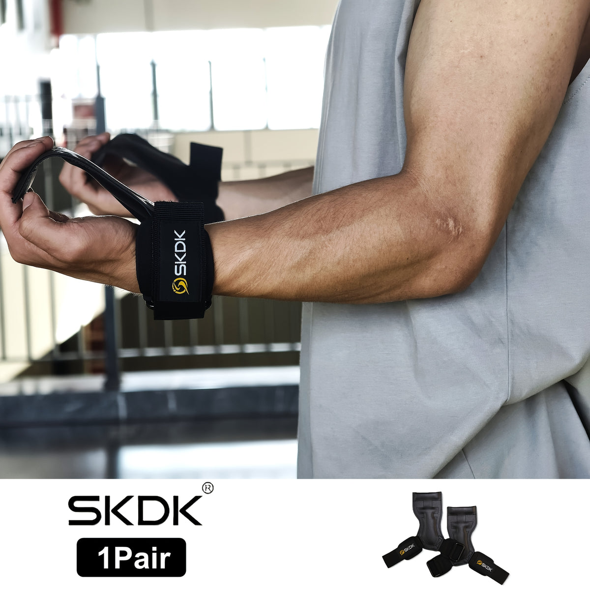 Gants de musculation à sangle de poignet en similicuir — lot de 2 paires