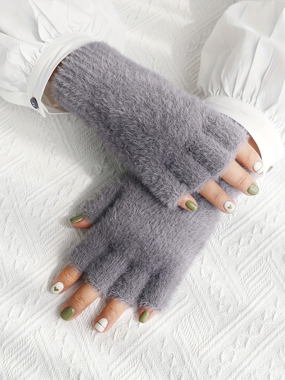 Gants sans doigts en maille, 2 coloris, tissé