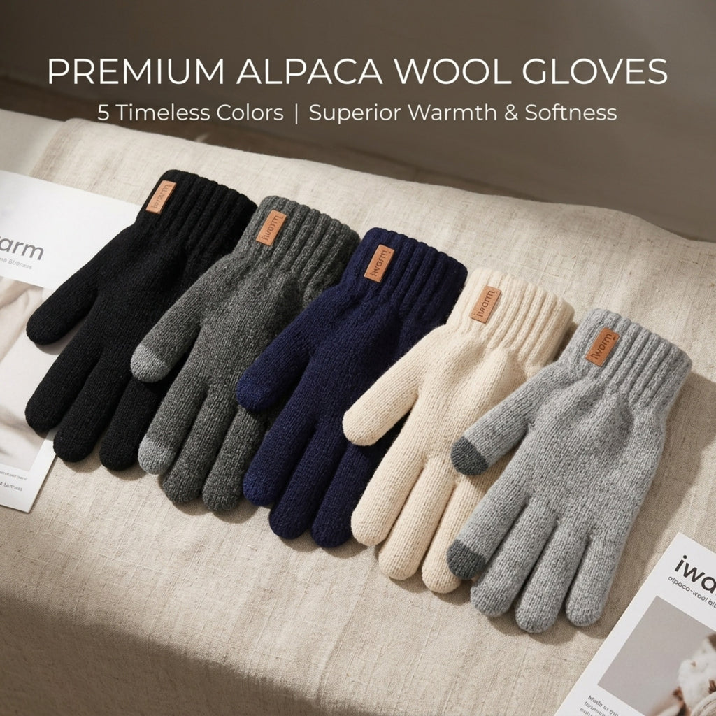 Gants tactiles à étiquette cousue en maille à doublure laine