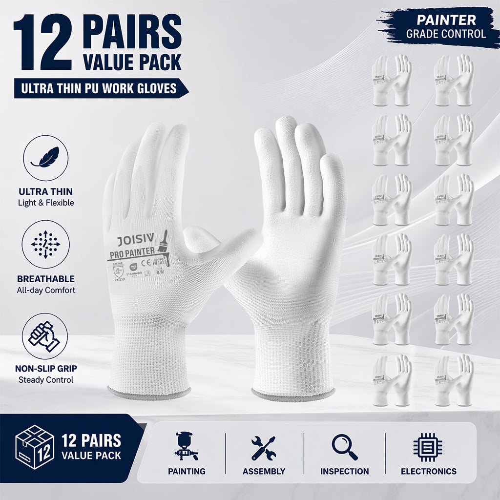 Gants de travail antidérapants en maille enduite — lot de 12 paires à sans couture