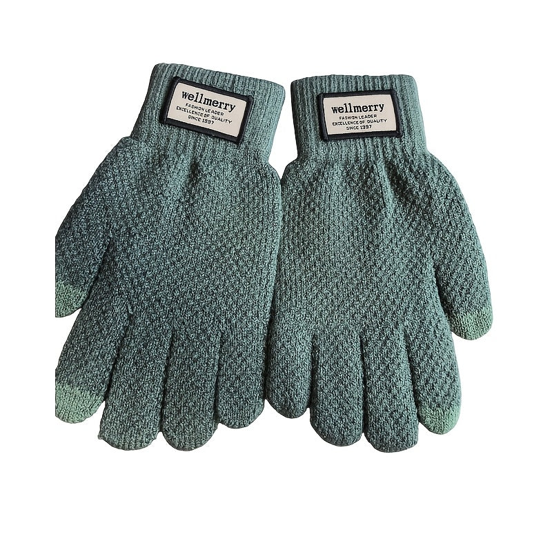 Gants doublés thermiques en maille, bleu marine