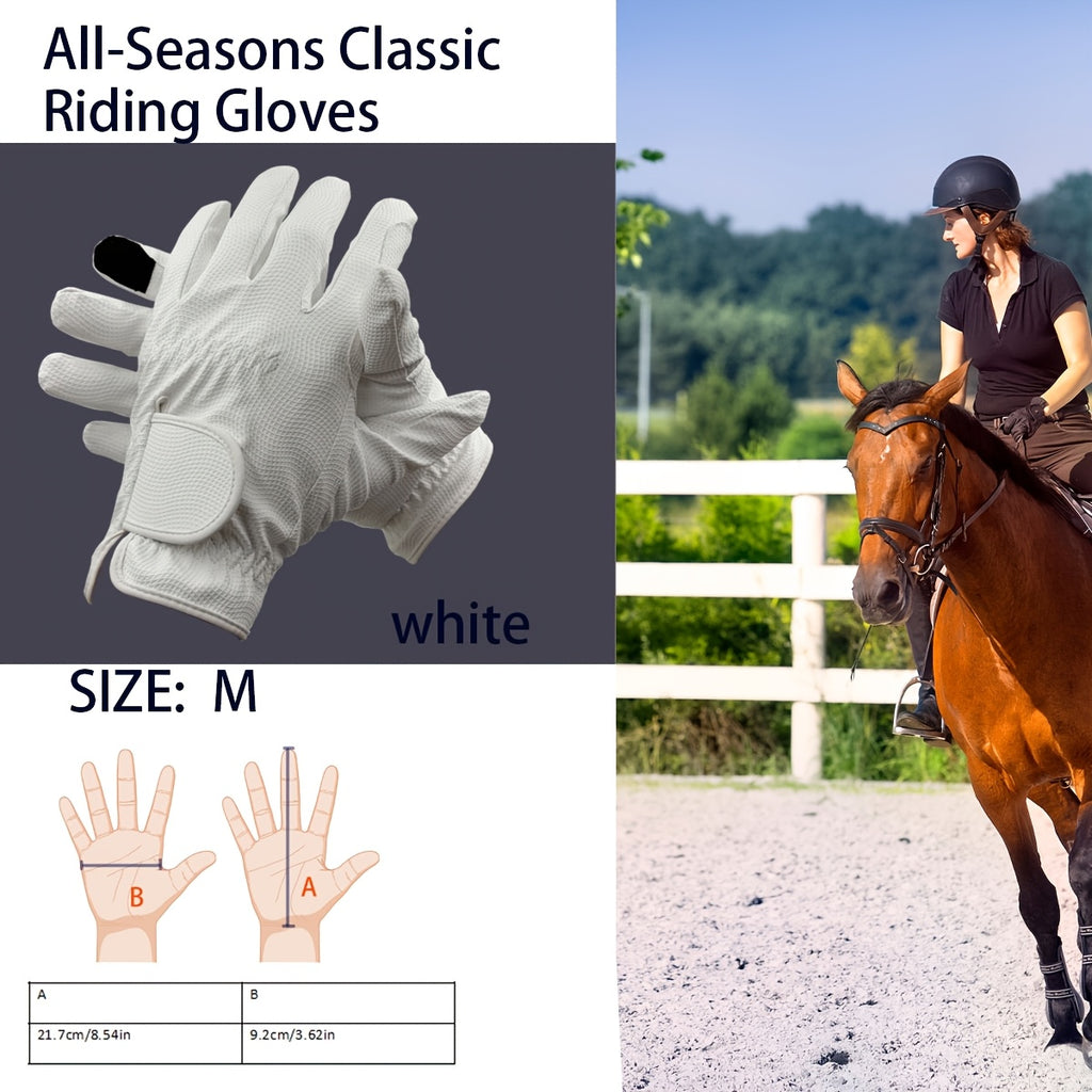 Gants d'équitation à paume renforcée à sangle de poignet en simili cuir