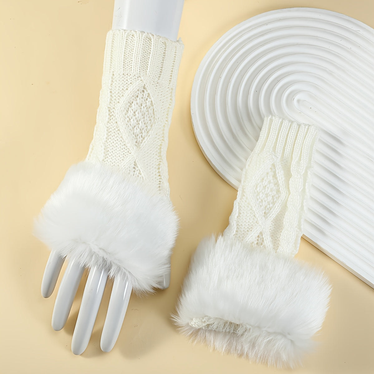 Gants sans doigts en maille, 4 coloris