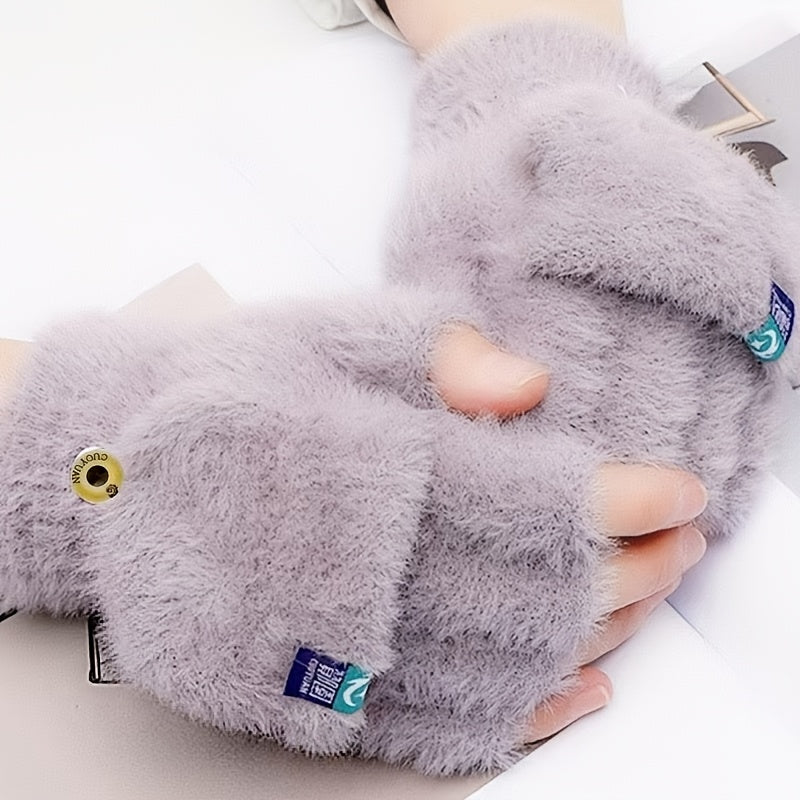 Gants doublés thermiques en maille, bleu