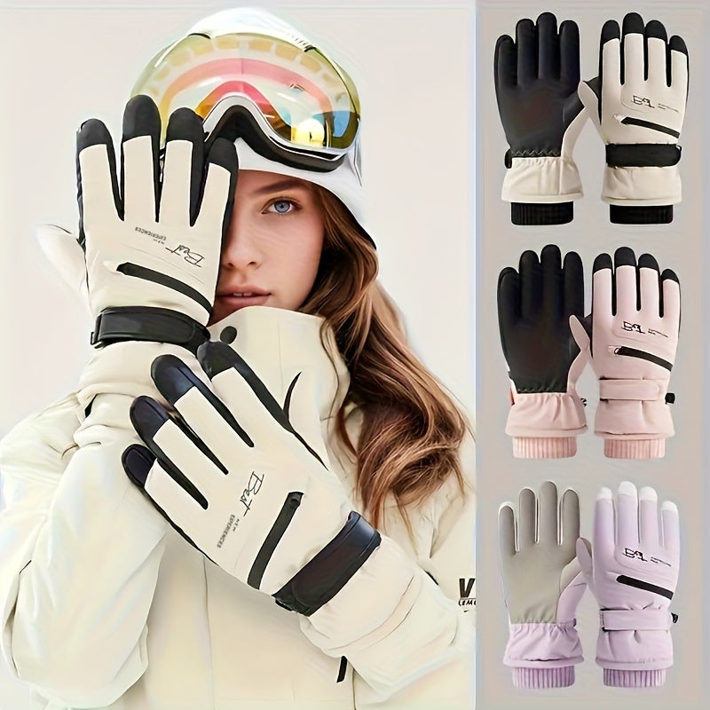 Gants de ski tactiles doublés peluche