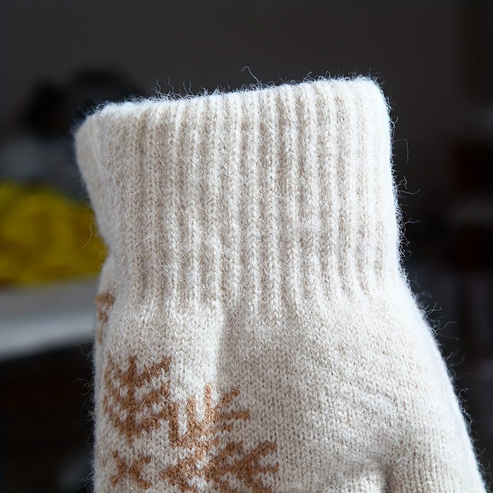 Gants mitaines doublés thermiques en laine, 6 coloris