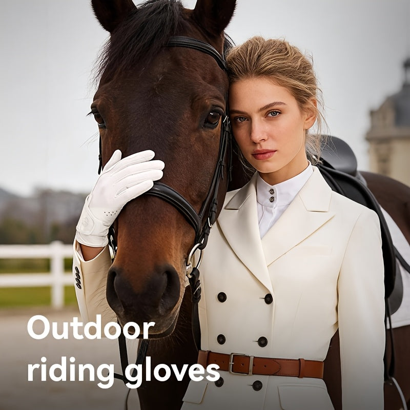 Gants d'équitation respirants à sangle de poignet en cuir de mouton