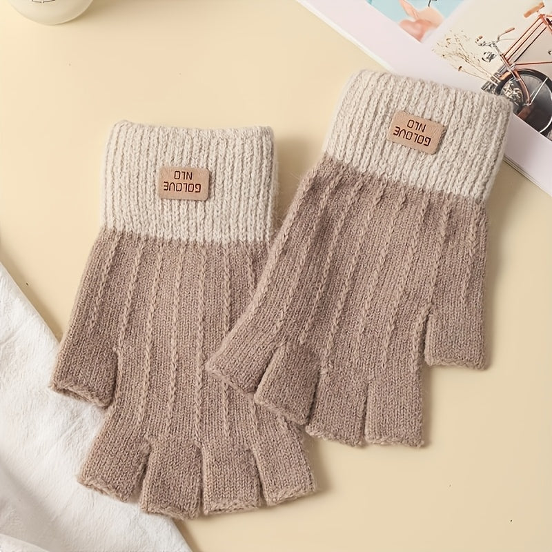 Gants sans doigts en maille — lot de 2 paires, kaki