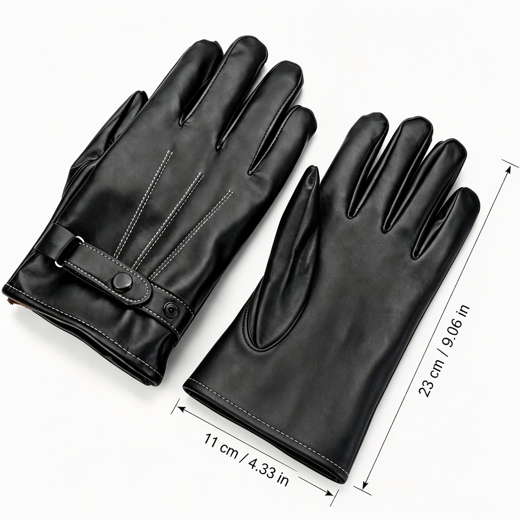 Gants de conduite de vélo en cuir, noir