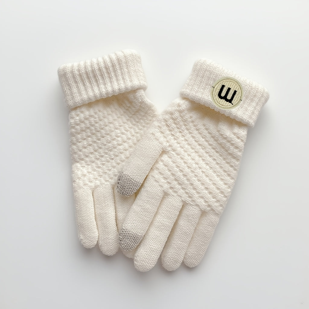 Gants tactiles en maille gaufrée imprimés