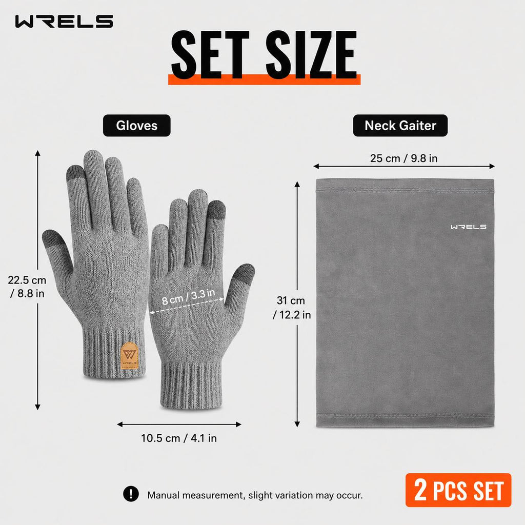 Ensemble 2 pièces — tour de cou et gants en maille, Wrels