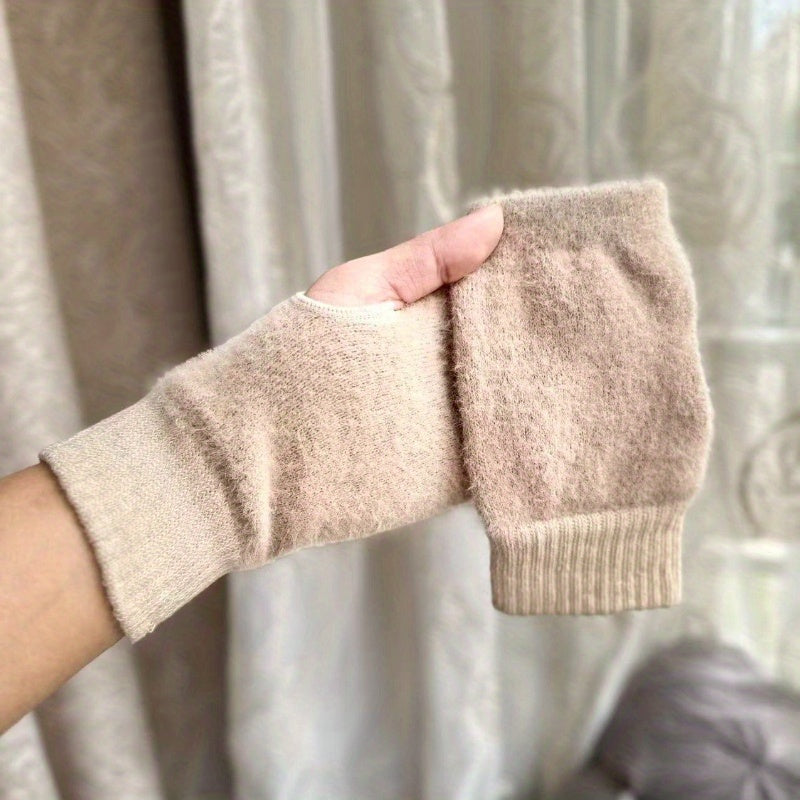 Gants sans doigts en maille, 4 coloris, jacquard