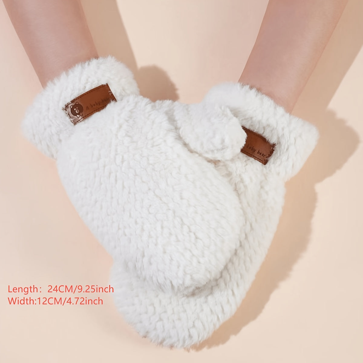 Gants mitaines thermiques en maille, blanc