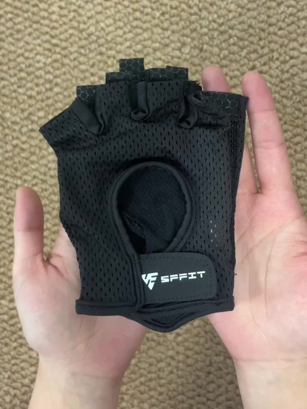 Gants de musculation sans doigts antidérapants, noir