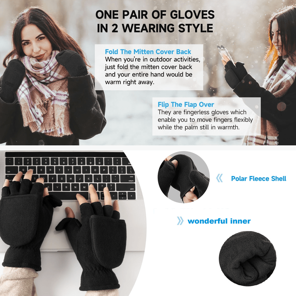 Gants sans doigts doublés fins en maille