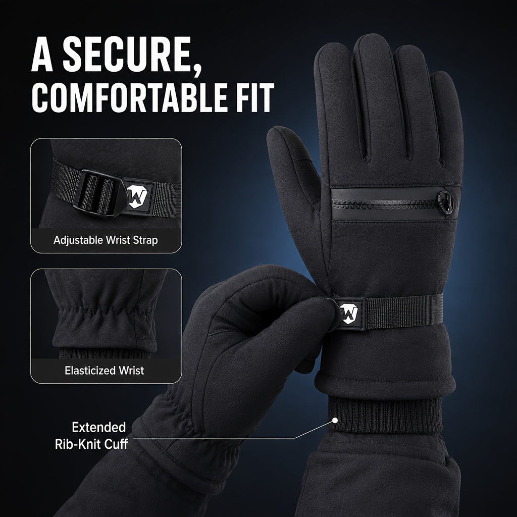 Gants de ski imperméables à sangle de poignet en maille à oursons