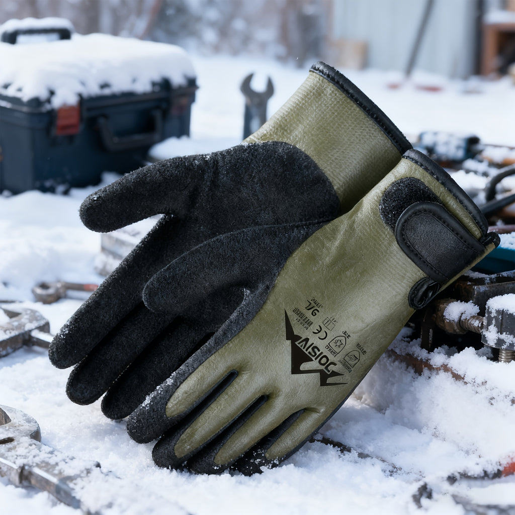 Gants doublés thermiques, vert