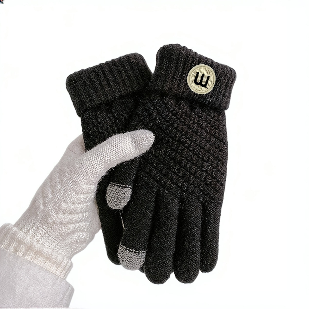 Gants tactiles en maille gaufrée imprimés