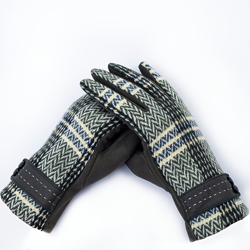 Gants en maille, 4 coloris, rayé, brodé