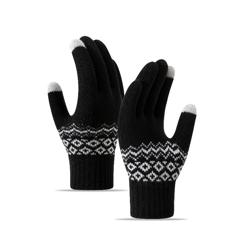 Gants tactiles à motif jacquard en maille