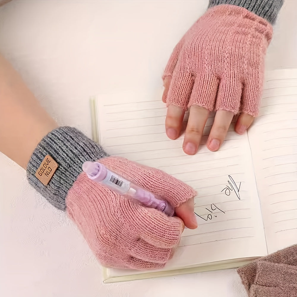 Gants sans doigts en maille, 6 coloris