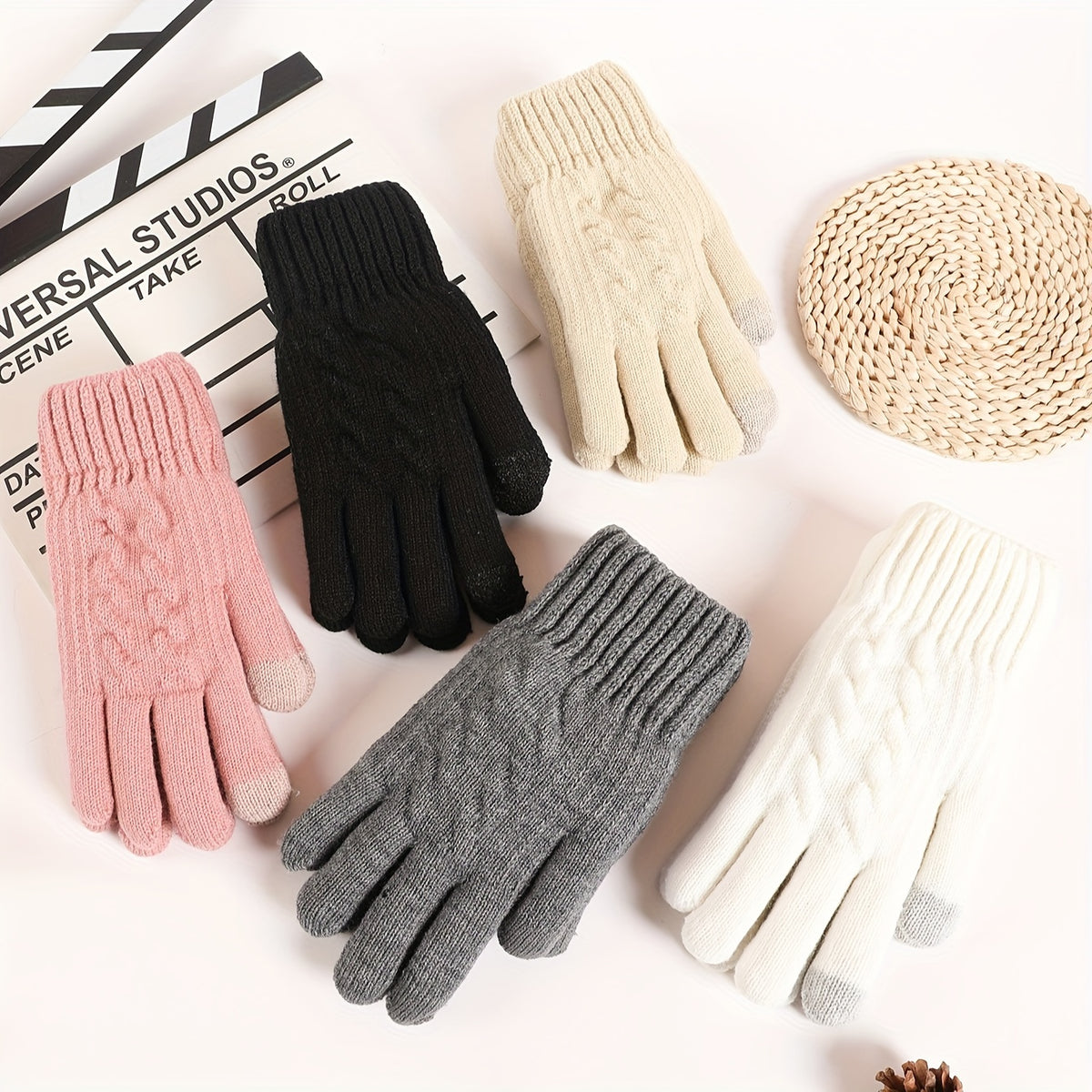Gants tactiles doublés thermiques en maille