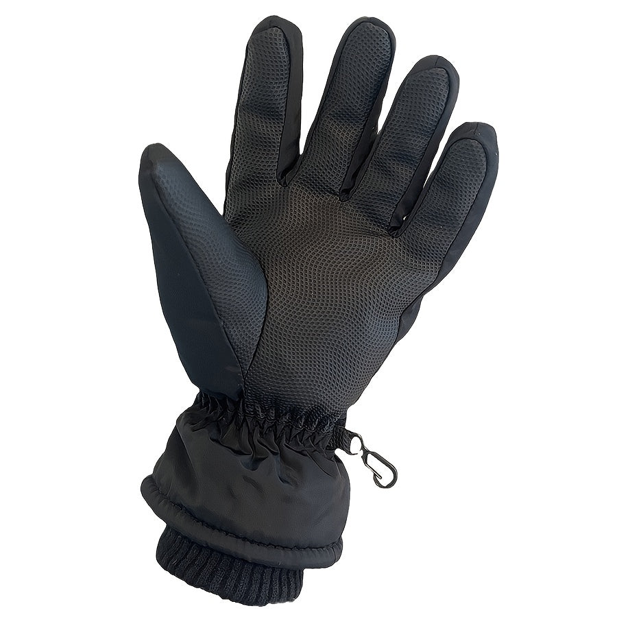 Gants de ski imperméables à sangle de poignet en maille à doublure polaire