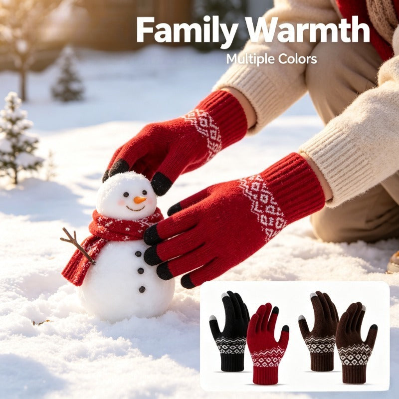 Gants tactiles à motif jacquard en maille