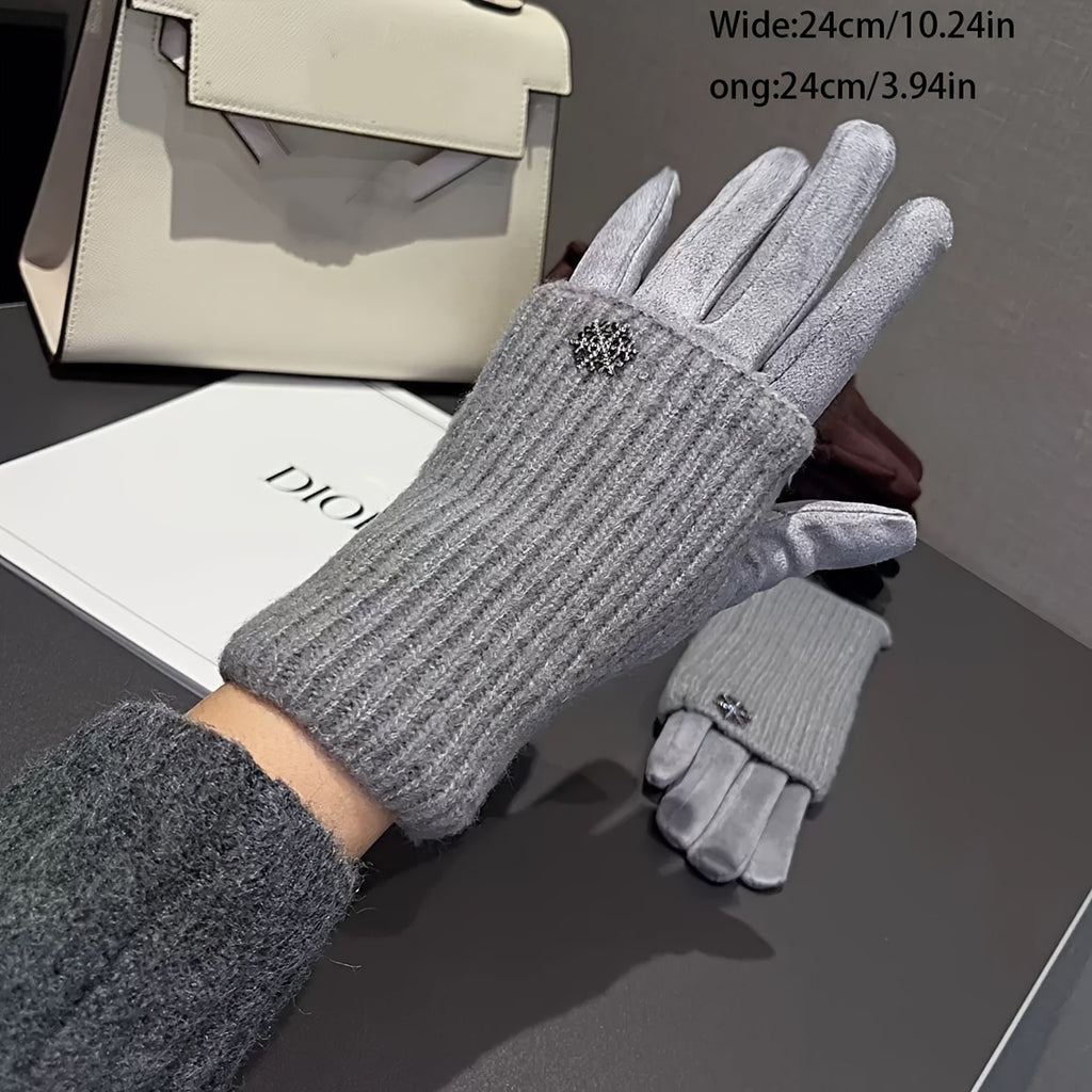 Gants brodés à flocons en maille côtelée — lot de 2 paires