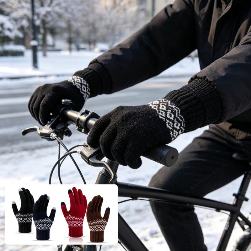 Gants tactiles à motif jacquard en maille
