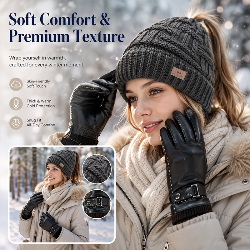 Ensemble 2 pièces — bonnet et gants en maille