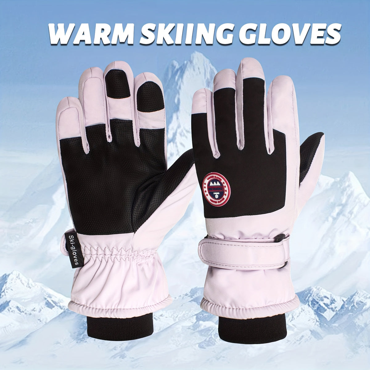 Gants de ski imperméables à poignet froncé à oursons