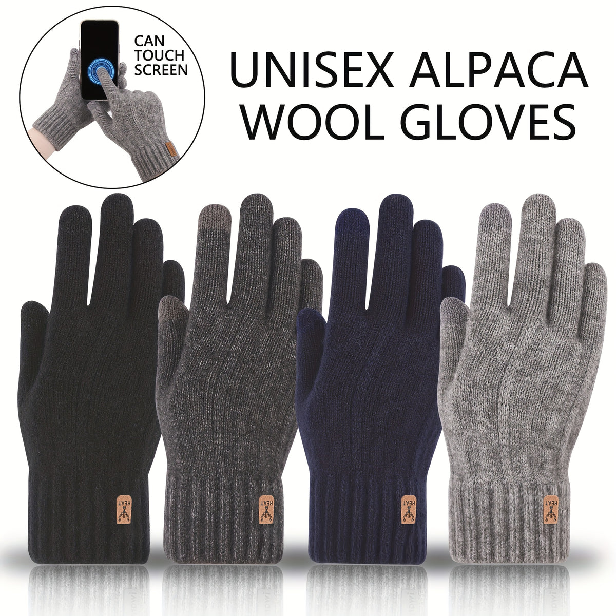 Gants tactiles thermiques de ski en laine