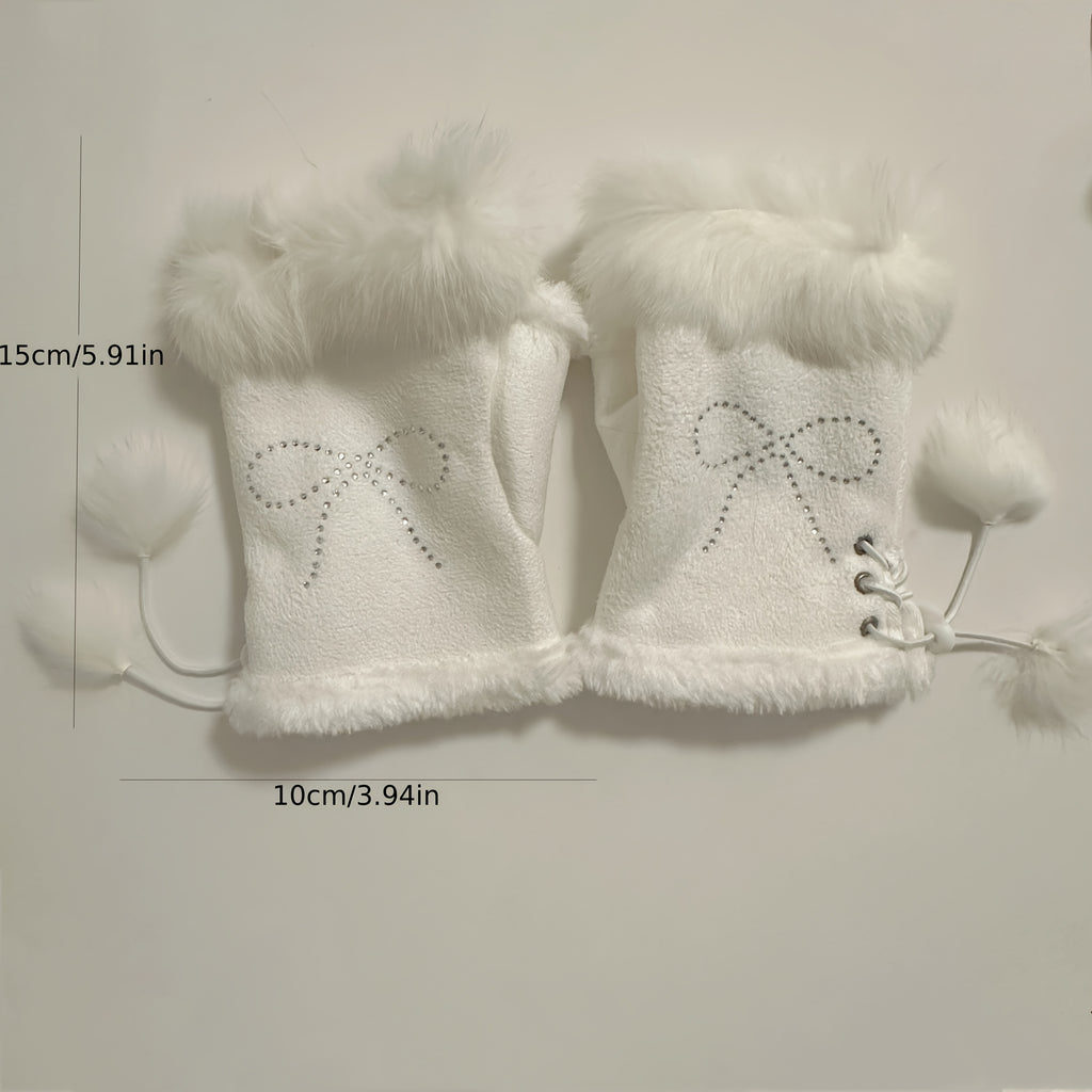 Gants sans doigts en maille, 2 coloris, blanc et noir brillant