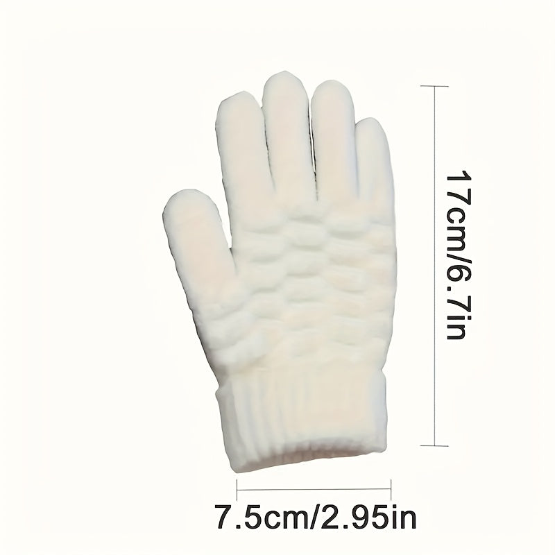 Gants sans doigts thermiques en maille, blanc