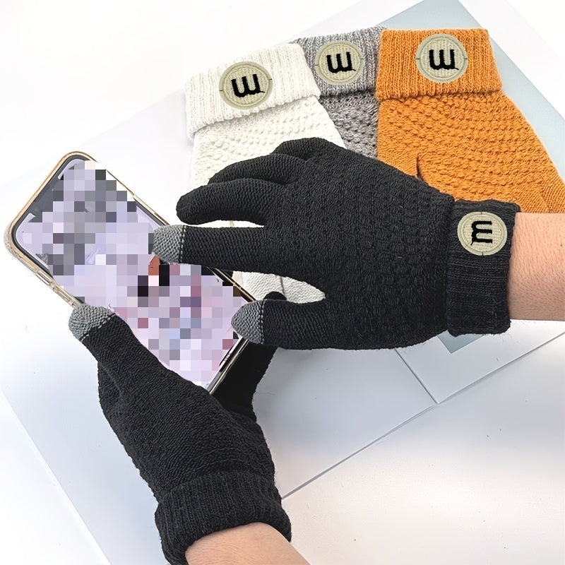 Gants tactiles en maille gaufrée imprimés