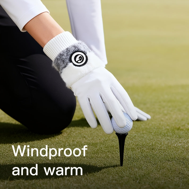 Gants tactiles de golf à revers de fourrure en maille