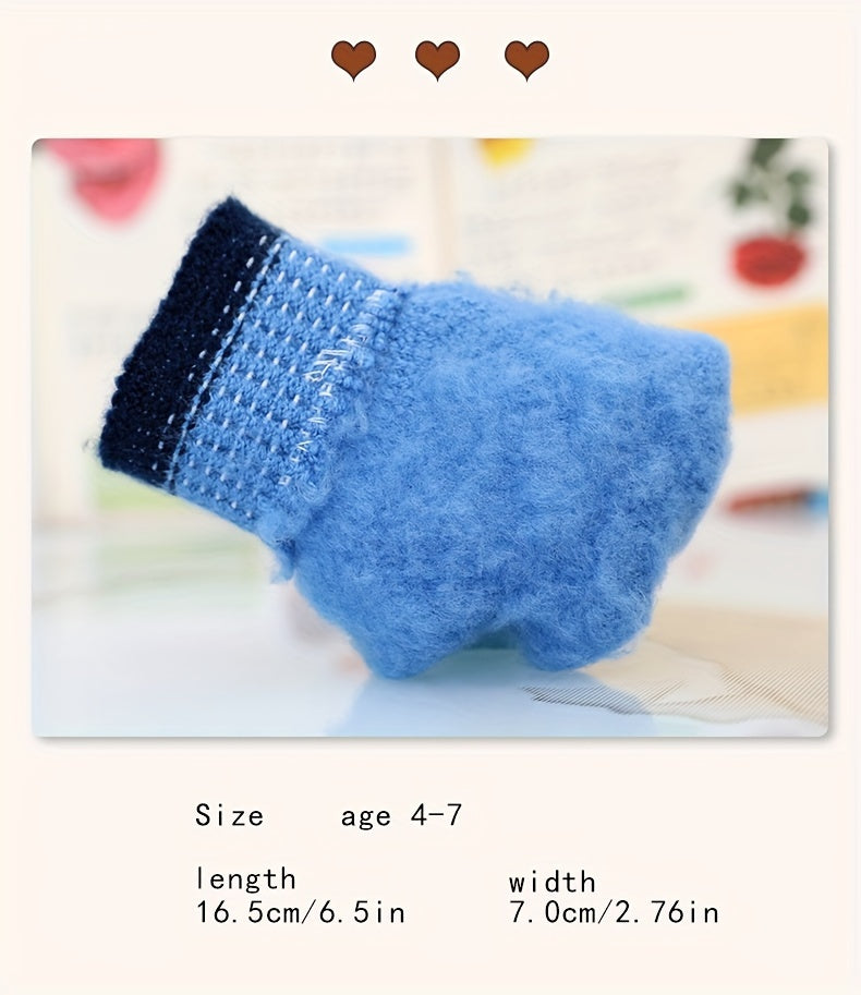Gants brodés à poignet côtelé en maille pour enfant