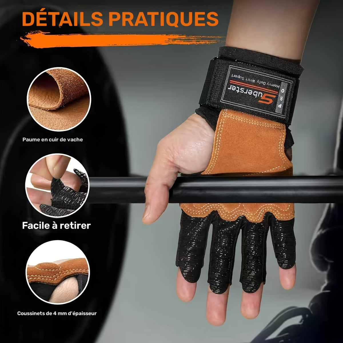 Gants sans doigts en maille, assortiment 5-7