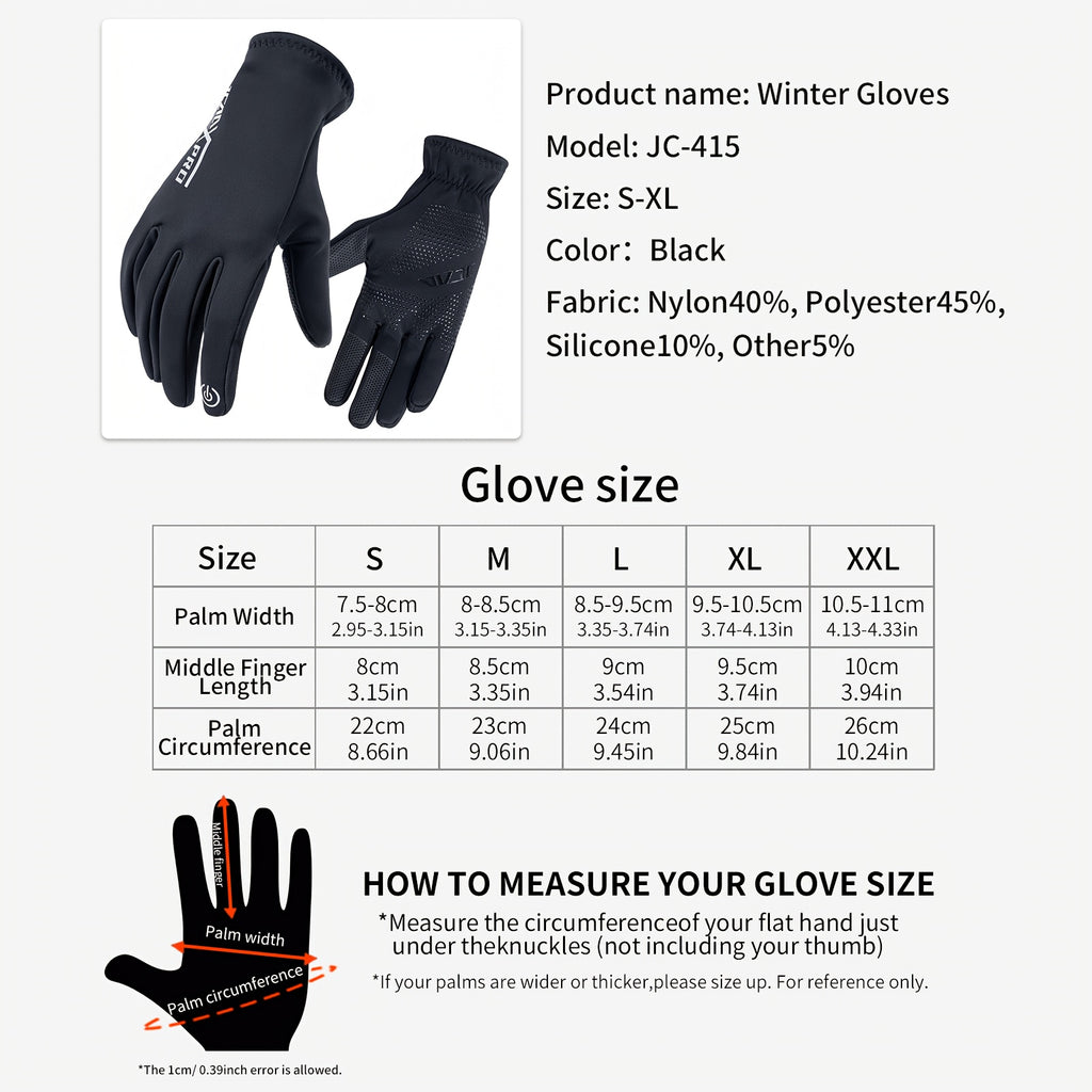 Gants tactiles coupe-vent en maille, noir