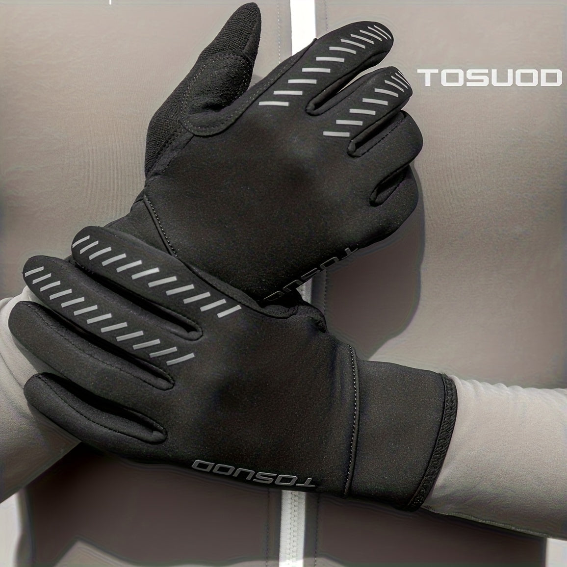 Gants de vélo en maille, noir, tactile