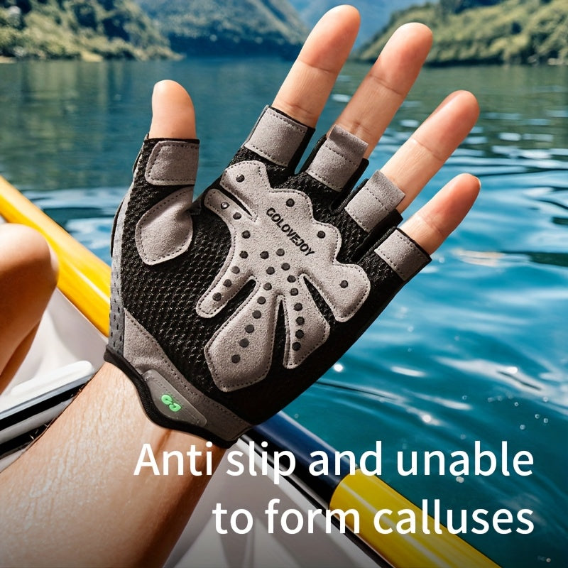 Gants de musculation respirants à paume renforcée en maille, gris