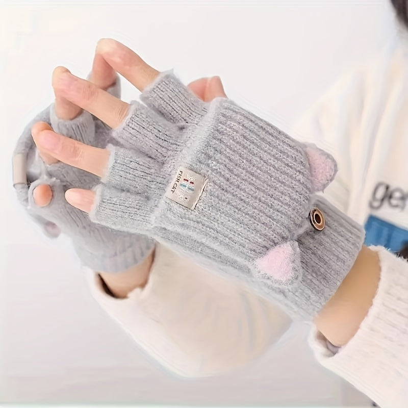 Gants sans doigts coupe-vent thermiques en maille — lot de 2 paires, bleu