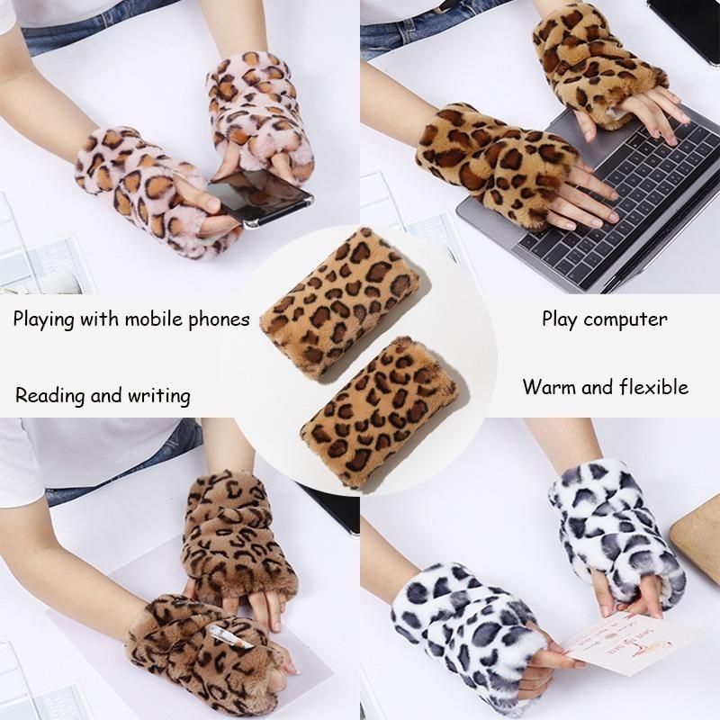 Gants en maille léopards