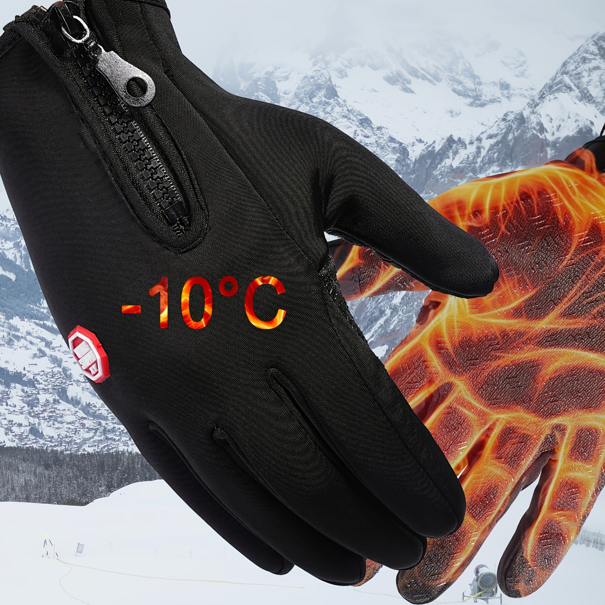 Gants doublés en maille, noir